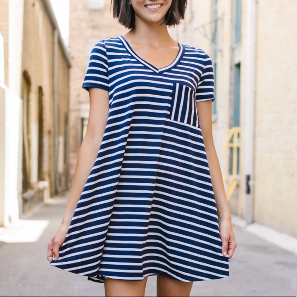 Sassy Striped T-Shirt Dress - Picture 1 of 6